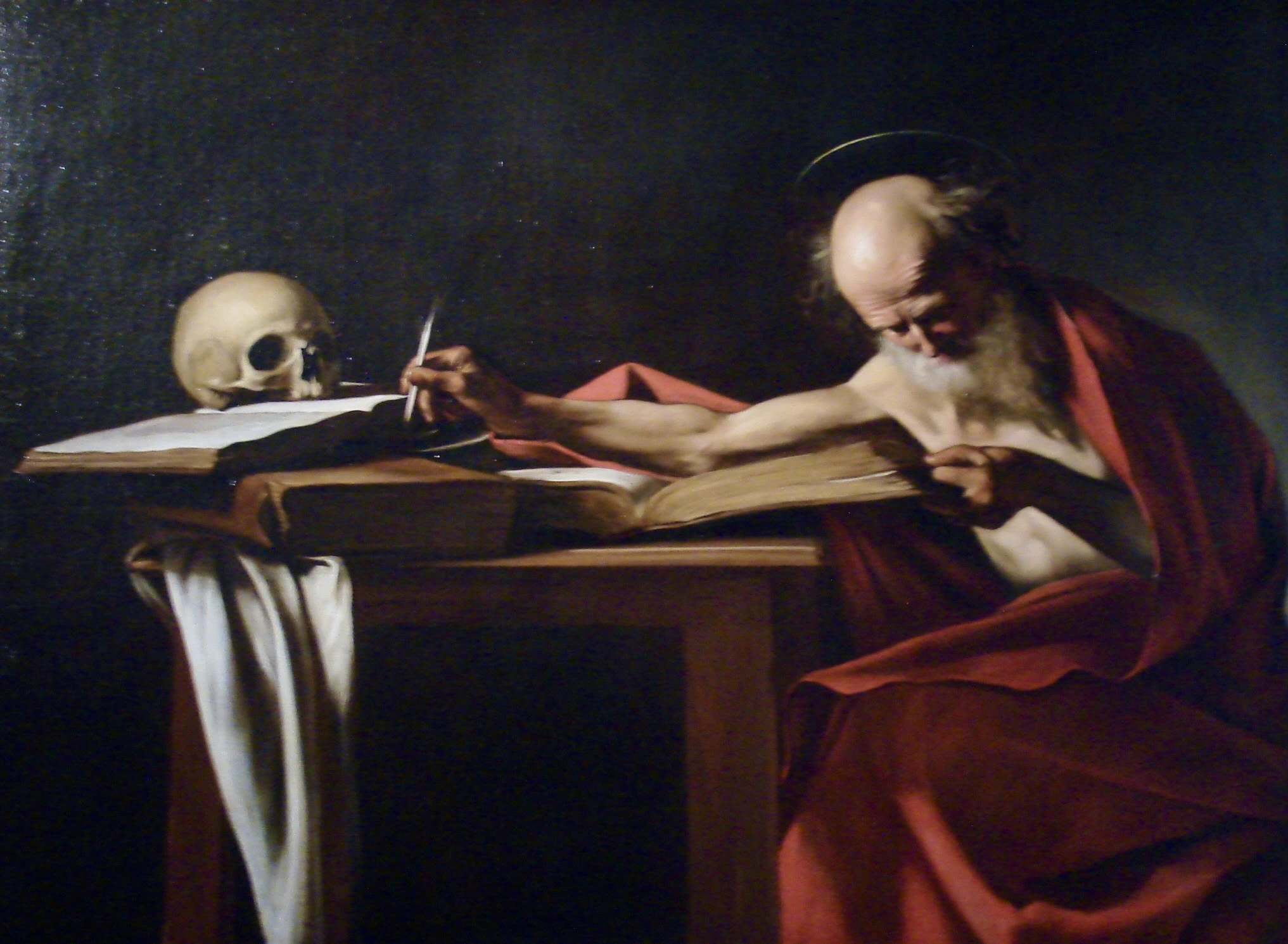 Saint Jerome Writing by Caravaggio in the Borghese Gallery